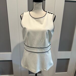 Ann Taylor White Tank Top with Black Accents